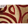 Red Chenille Furniture Fabric with Circle Pattern